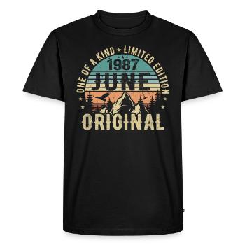 Légendaire depuis juin 1987 cadeau d’anniversaire 1987 - T-shirt Premium bio Homme - noir - Devant - Nico (187cm)