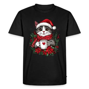 Cat Coffee Christmas Decoration Women Men Children - Men's Premium Organic T-Shirt - black - Front - Nico (187cm)
