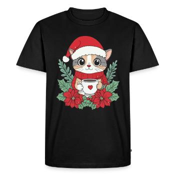 Cat Coffee Christmas Decoration Women Men Children - Men's Premium Organic T-Shirt - black - Front - Nico (187cm)