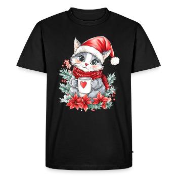 Cat Coffee Christmas Decoration Women Men Children - Men's Premium Organic T-Shirt - black - Front - Nico (187cm)