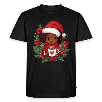 African Santa Woman Coffee Christmas - Men's Premium Organic T-Shirt - black - Front - Nico (187cm)