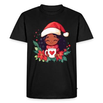 African Santa Woman Coffee Christmas - Men's Premium Organic T-Shirt - black - Front - Nico (187cm)