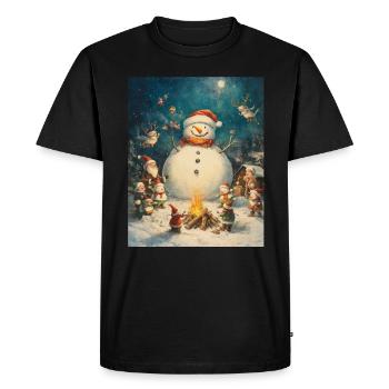 Bonhomme de neige feu de camp Noël Femmes Hommes - T-shirt Premium bio Homme - noir - Devant - Nico (187cm)
