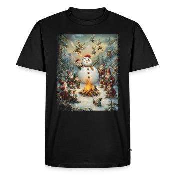 Bonhomme de neige feu de camp Noël Femmes Hommes - T-shirt Premium bio Homme - noir - Devant - Nico (187cm)