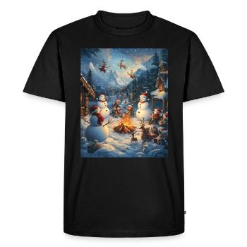 Bonhomme de neige feu de camp Noël Femmes Hommes - T-shirt Premium bio Homme - noir - Devant - Nico (187cm)