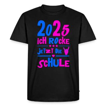 School Child 2025 Young Girls School Enrollment 2025 Decoration - Men's Premium Organic T-Shirt - black - Front - Nico (187cm)