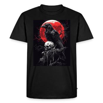 Raven Skull Moon Dark Gothic Black Crow - Men's Premium Organic T-Shirt - black - Front - Nico (187cm)