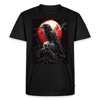Raven Skull Moon Dark Gothic Black Crow - Men's Premium Organic T-Shirt - black - Front - Nico (187cm)