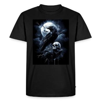 Raven Skull Moon Dark Gothic Black Crow - Men's Premium Organic T-Shirt - black - Front - Nico (187cm)