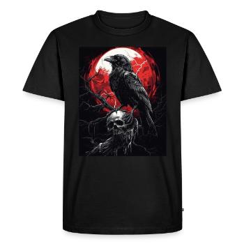 Raven Skull Moon Dark Gothic Black Crow - Men's Premium Organic T-Shirt - black - Front - Nico (187cm)