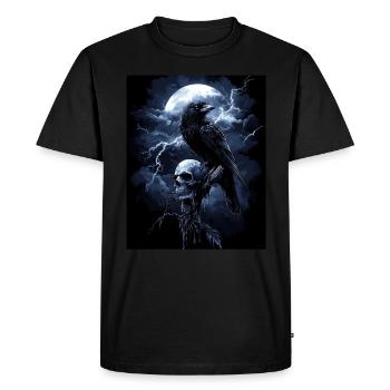 Raven Skull Moon Dark Gothic Black Crow - Men's Premium Organic T-Shirt - black - Front - Nico (187cm)