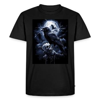 Raven Skull Moon Dark Gothic Black Crow - Men's Premium Organic T-Shirt - black - Front - Nico (187cm)