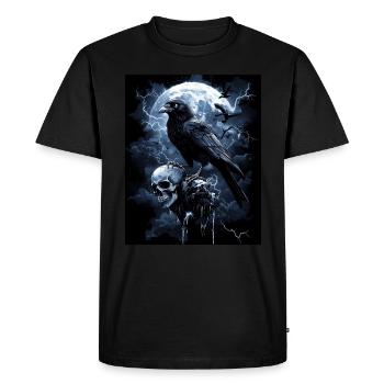 Raven Skull Moon Dark Gothic Black Crow - Men's Premium Organic T-Shirt - black - Front - Nico (187cm)