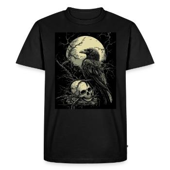 Raven Skull Moon Dark Gothic Black Crow - Men's Premium Organic T-Shirt - black - Front - Nico (187cm)