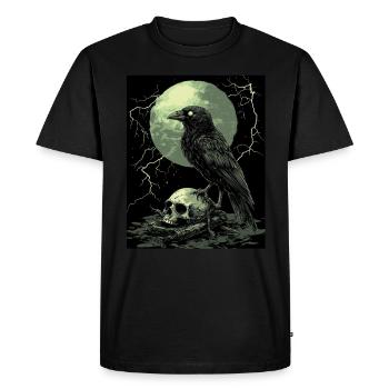 Raven Skull Moon Dark Gothic Black Crow - Men's Premium Organic T-Shirt - black - Front - Nico (187cm)