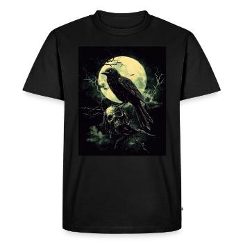 Raven Skull Moon Dark Gothic Black Crow - Men's Premium Organic T-Shirt - black - Front - Nico (187cm)