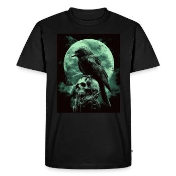 Raven Skull Moon Dark Gothic Black Crow - Men's Premium Organic T-Shirt - black - Front - Nico (187cm)