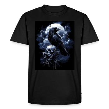 Raven Skull Moon Dark Gothic Black Crow - Men's Premium Organic T-Shirt - black - Front - Nico (187cm)