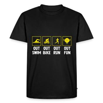 Out Swim Out Bike Out Run Out Fun Triathlon Triath - T-shirt Premium bio Homme - noir - Devant - Nico (187cm)