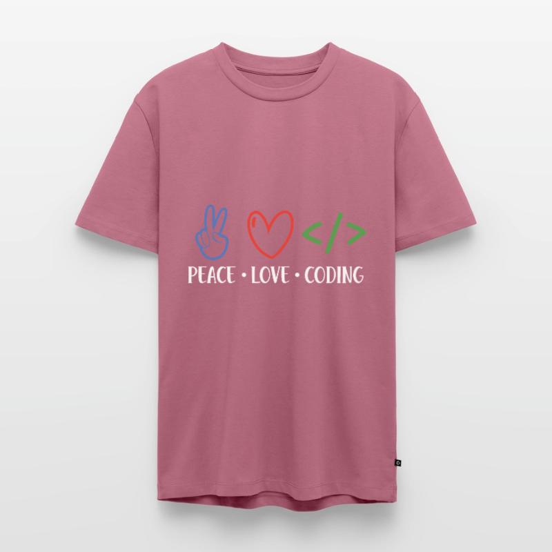 Peace Love Coding Coder Software Developer Program Männer Premium Bio T-Shirt