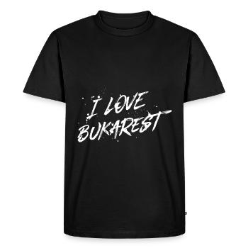 J’aime Bucarest - T-shirt Premium bio Homme - noir - Devant - Nico (187cm)