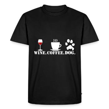 Chien de café vin rouge - T-shirt Premium bio Homme - noir - Devant - Nico (187cm)