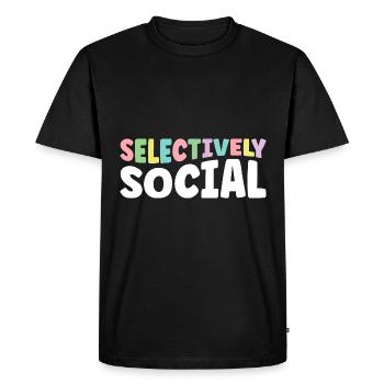 Selectively Social Sayings For Introverts - Men's Premium Organic T-Shirt - black - Front - Nico (187cm)