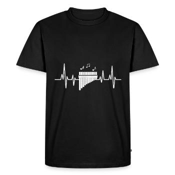 Joueur de flûte de Pan Pan Flutist Heartbeat ECG Instrum - T-shirt Premium bio Homme - noir - Devant - Nico (187cm)