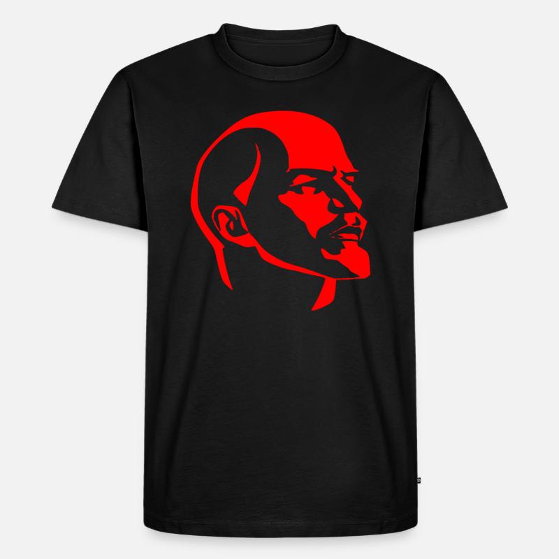Kopf Lenin rot - Männer Premium Bio T-Shirt - Schwarz