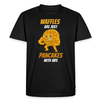 Vafler er bare pandekager med seks pakker - Herre Premium økologisk T-shirt - sort - Foran - Nico (187cm)
