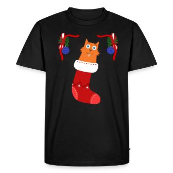 Chat Noël Cadeau Noël Bébé Bas - T-shirt Premium bio Homme - noir - Devant - Nico (187cm)