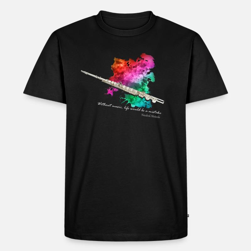 Querflöte - Männer Premium Bio T-Shirt - Schwarz