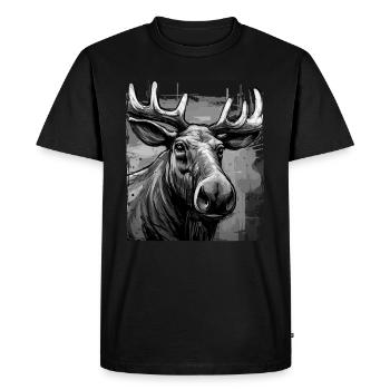 Portrait d’orignal - T-shirt Premium bio Homme - noir - Devant - Nico (187cm)