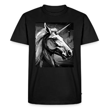 Portrait de licorne - T-shirt Premium bio Homme - noir - Devant - Nico (187cm)