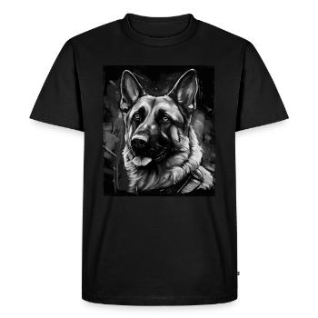 Portrait de chien de berger allemand - T-shirt Premium bio Homme - noir - Devant - Nico (187cm)