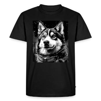 Portrait de chien husky - T-shirt Premium bio Homme - noir - Devant - Nico (187cm)
