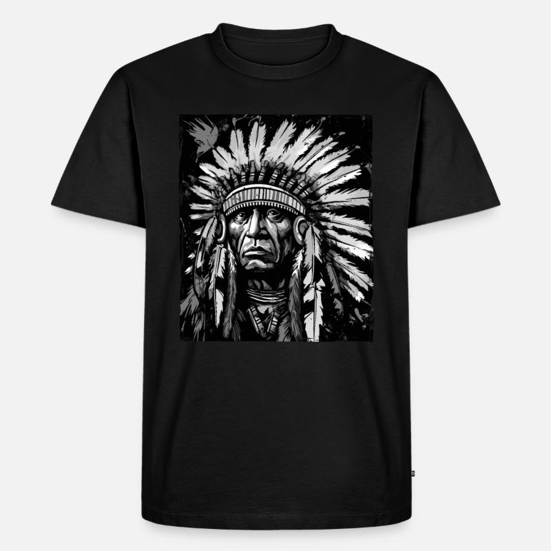 Apache Indianer Häuptling Totenkopf - Männer Premium Bio T-Shirt - Schwarz