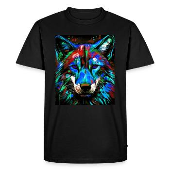 Portrait de loup - T-shirt Premium bio Homme - noir - Devant - Nico (187cm)
