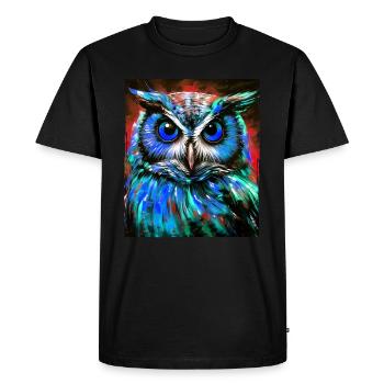Portrait de hibou - T-shirt Premium bio Homme - noir - Devant - Nico (187cm)