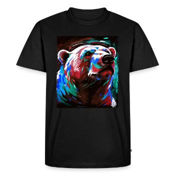 Portrait d’ours polaire Ours polaire - T-shirt Premium bio Homme - noir - Devant - Nico (187cm)