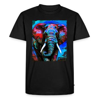 Portrait d’éléphant - T-shirt Premium bio Homme - noir - Devant - Nico (187cm)