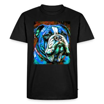 Bulldog Dog Portrait - Men's Premium Organic T-Shirt - black - Front - Nico (187cm)