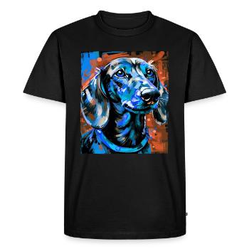 Teckel Chien Portrait Teckel - T-shirt Premium bio Homme - noir - Devant - Nico (187cm)