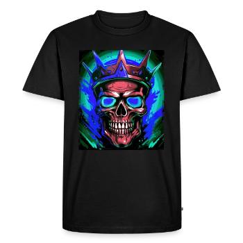 Crâne Roi Couronne - T-shirt Premium bio Homme - noir - Devant - Nico (187cm)
