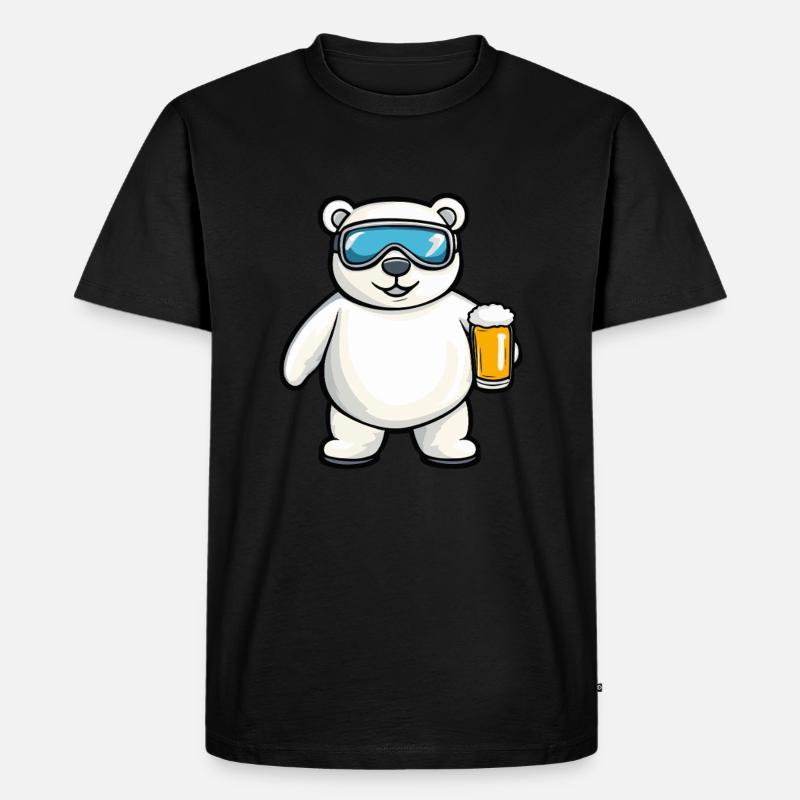 Eisbär Apres Ski Bier Comic - Männer Premium Bio T-Shirt - Schwarz