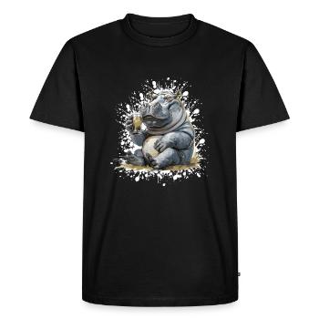 Hippopotame Bière Drôle - T-shirt Premium bio Homme - noir - Devant - Nico (187cm)