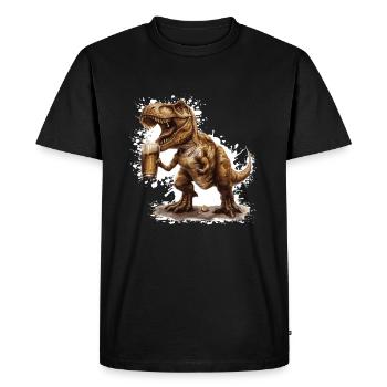 Dinosaure T-Rex Bière Drôle - T-shirt Premium bio Homme - noir - Devant - Nico (187cm)