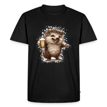 Hérisson Bière Drôle - T-shirt Premium bio Homme - noir - Devant - Nico (187cm)