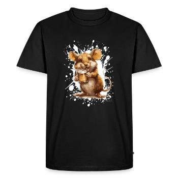 Souris Bière Drôle - T-shirt Premium bio Homme - noir - Devant - Nico (187cm)