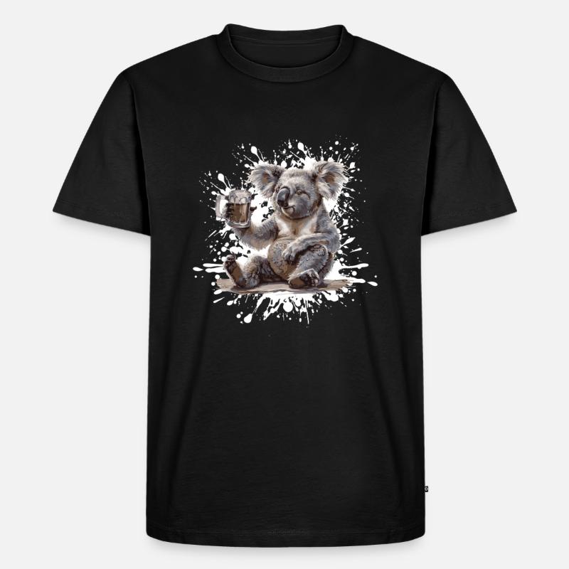 Koala Bier Lustig - Männer Premium Bio T-Shirt - Schwarz